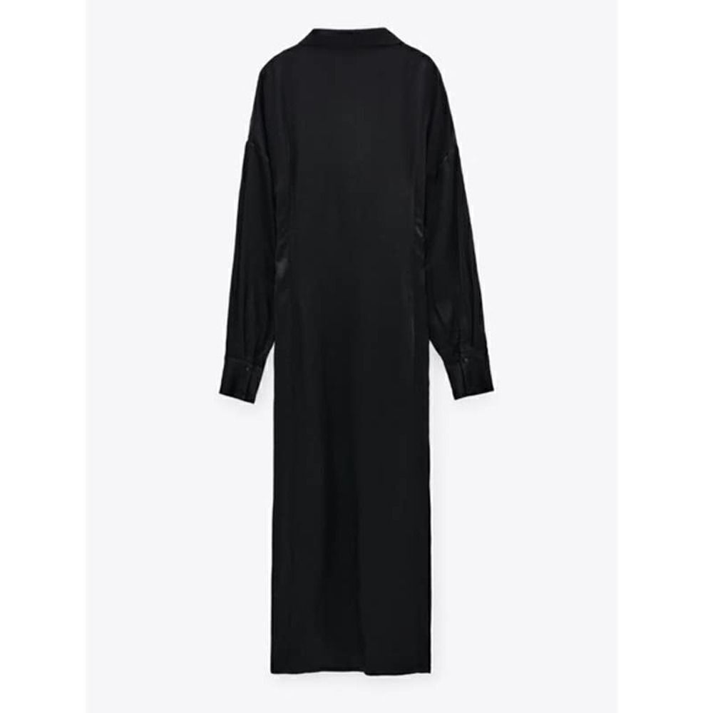 ZARA SATIN EFFECT VISCOSE SHIRT DRESS - Picture 6 of 7